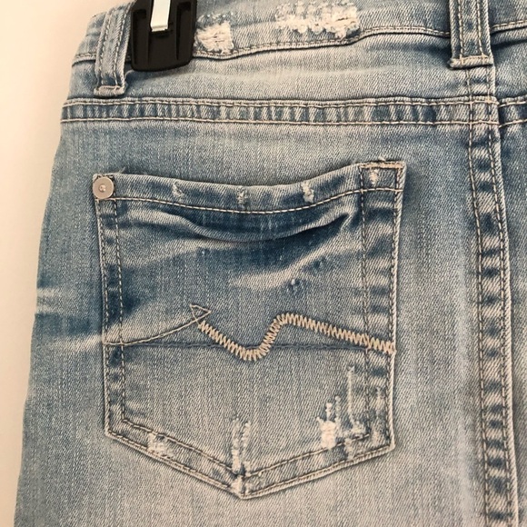 7 For All Mankind Distressed Jean Skirt/Denim Distressed Mini Skirt Girl Size 12 - Picture 6 of 13
